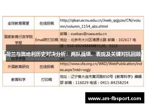 荷兰与奥地利历史对决分析：两队战绩、表现及关键对抗回顾