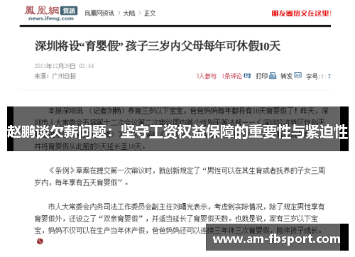 赵鹏谈欠薪问题:坚守工资权益保障的重要性与紧迫性 赵鹏谈欠薪问题:坚守工资权益保障的重要性与紧迫性