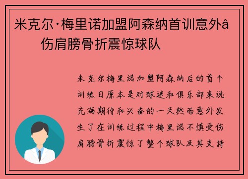 米克尔·梅里诺加盟阿森纳首训意外受伤肩膀骨折震惊球队